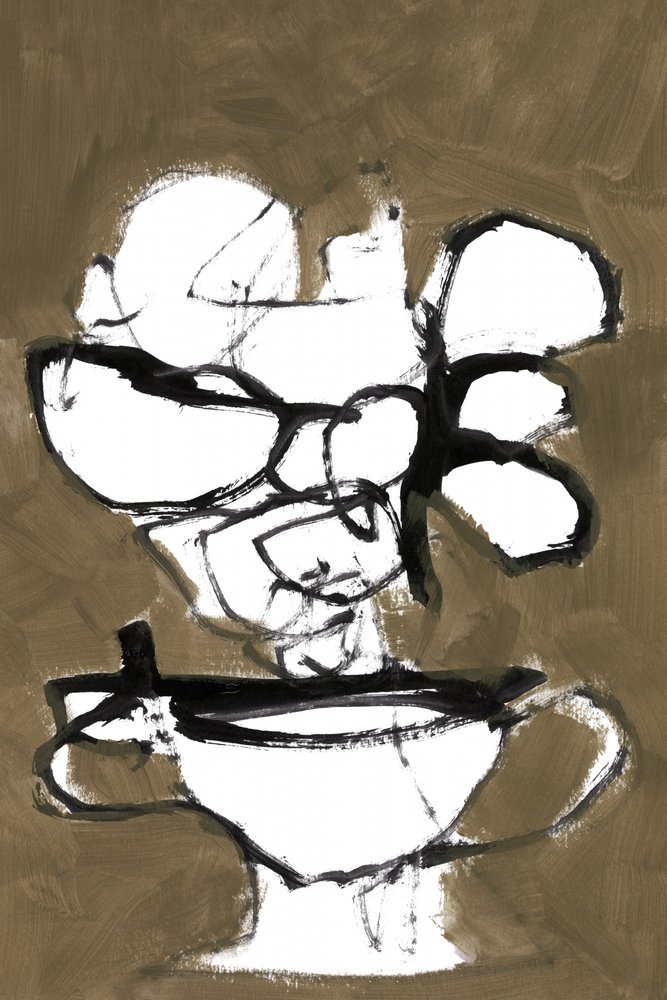 Monochrome Floral Vase by cartissi