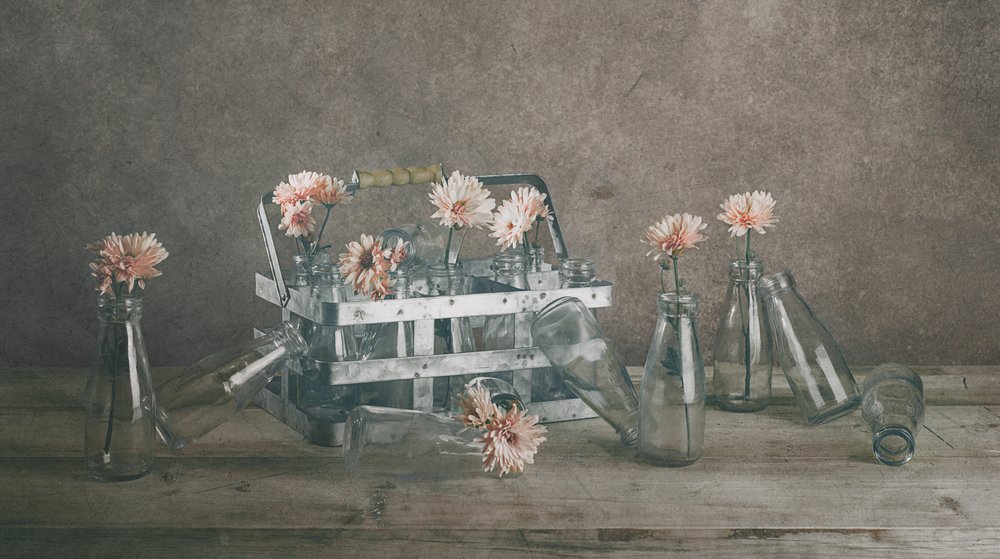 Vintage Floral Bottles by chenyi wang