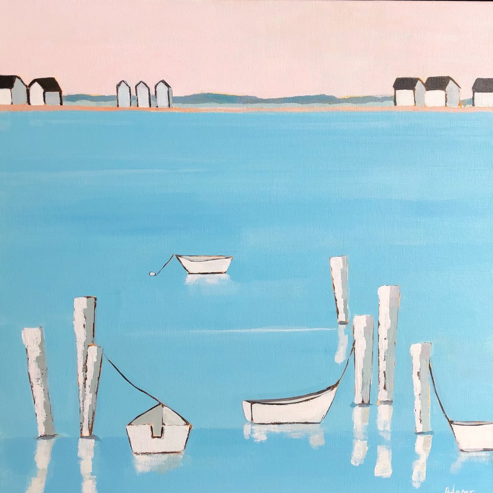 Calm Coastal Boats by phyllis adams
