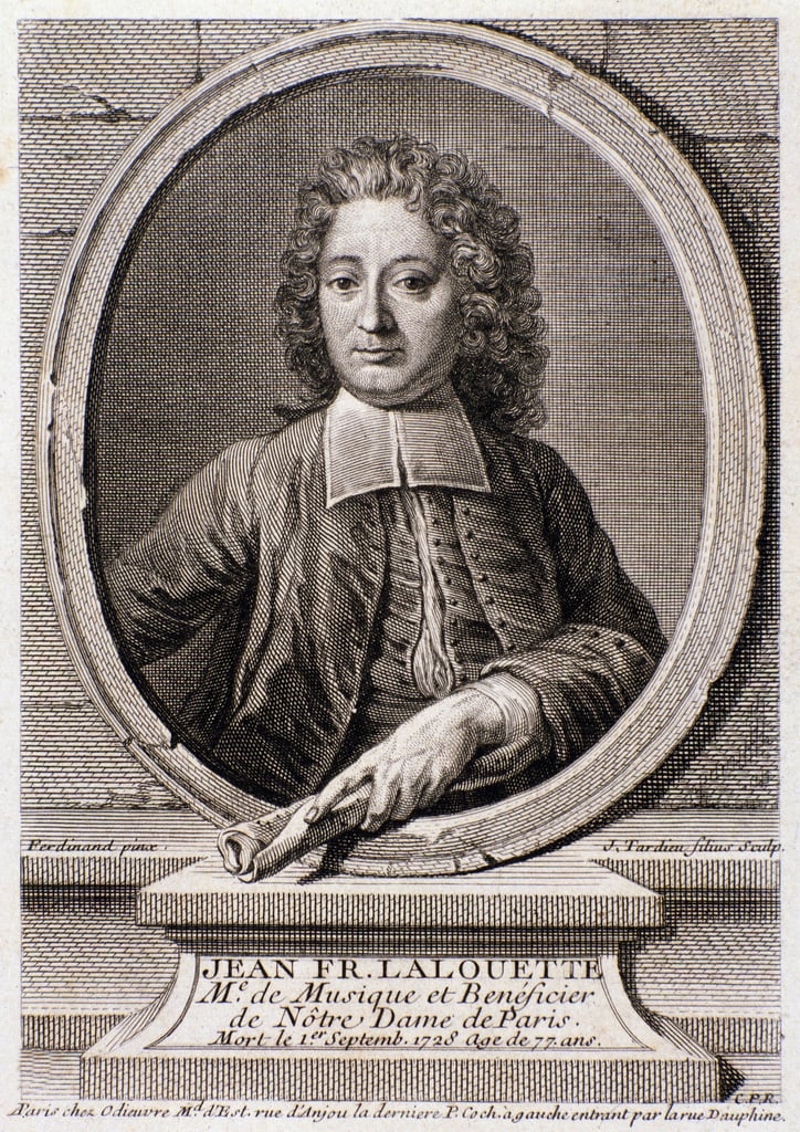 Portrait of Jean Francois Lalouette (1651-1728) english composer and  director Engraving. 18th century. Milanese private collection