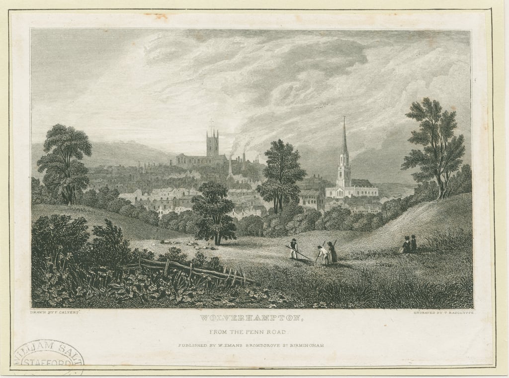 Wolverhampton Distant view from the Penn Road steel engraving, nd [c