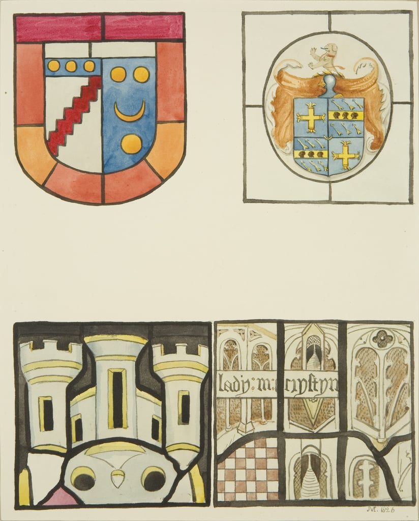 Stained glass in window of Weavers' Chapel in Temple Church (watercolor