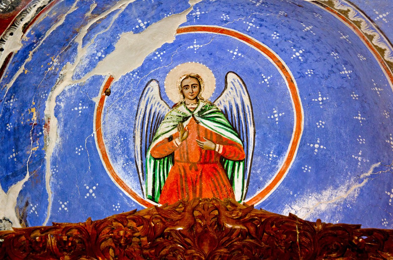 Fresco in St Marys Church, Leusa, Albania by Unknown