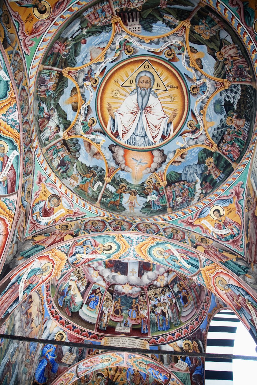 Paintings by Zahari Zograf on the Outer Walls of the Rila Monastery, Blagoevgrad, Bulgaria by Unknown