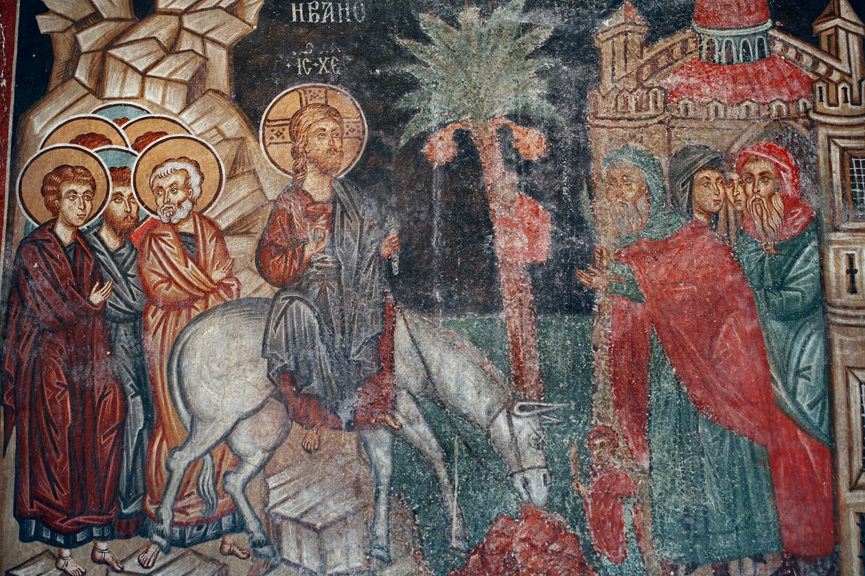 Byzantine Fresco from the 15th century The Entry into Jerusalem by Unknown