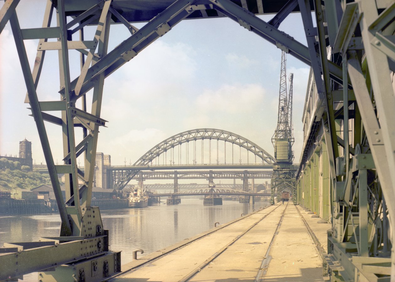View of the Tyne Bridge from the Quayside, Newcastle upon Tyne, July 1960 by Unbekannt Unbekannt