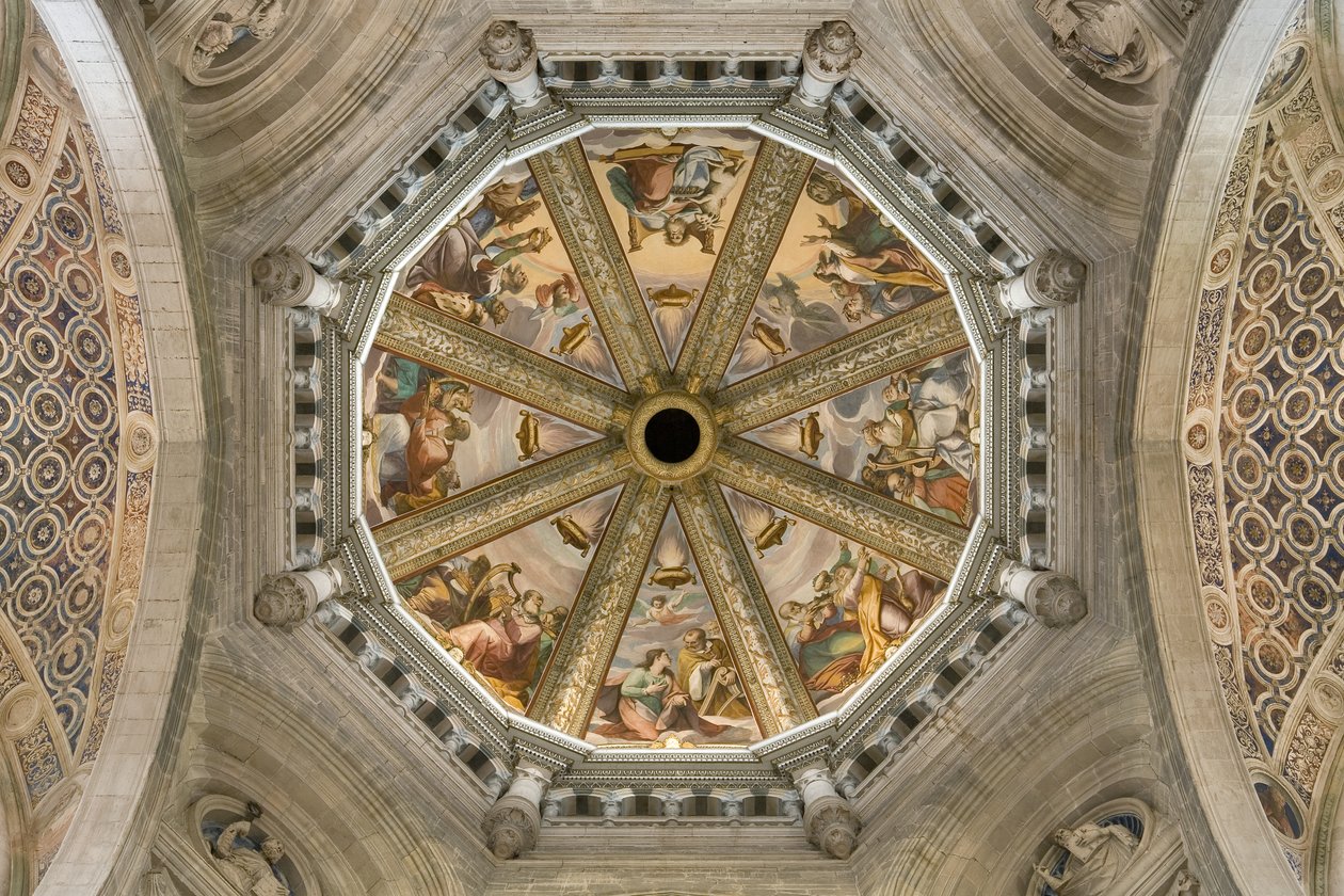 Vault of the Central Nave with Fresco, Certosa di Pavia, Lombardy, Italy by Unknown