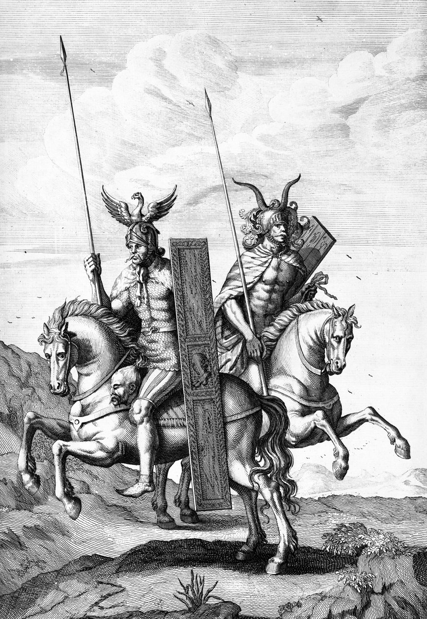 German Troopers with their Helmets, Shields and Lances (Illustration to 