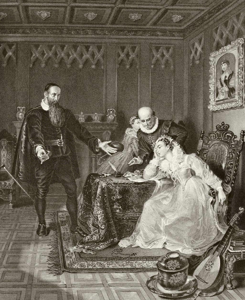 John Knox admonishing Mary Queen of Scots about her planned marriage to Don Carlos, son of Philip II of Spain, 24 June 1563, from 