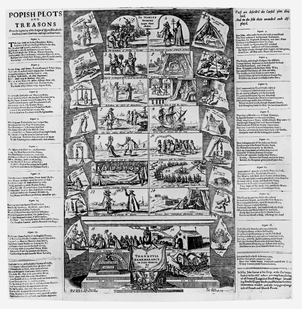 Popish Plots and Treasons from the Beginning of the Reign of Queen Elizabeth, Illustrated with Emblems and Explained in Verse, engraved by Cornelis Danckerts by English School