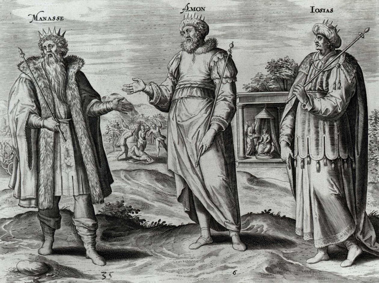 Manasseh (697-642 BC) Amon (642-640 BC) and Josiah (640-609 BC) by Dutch School