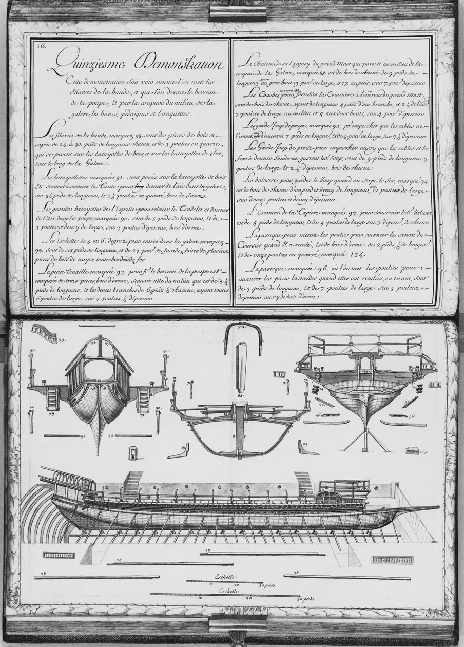 Construction of a Galley with the Prow and the Stern, Fifteenth Demonstration, Plate 16, Illustration from 