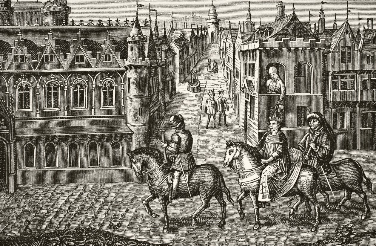 Louis IX has a Pot of Urine Poured on Him by a Student as He Rides to Church in Paris, from 