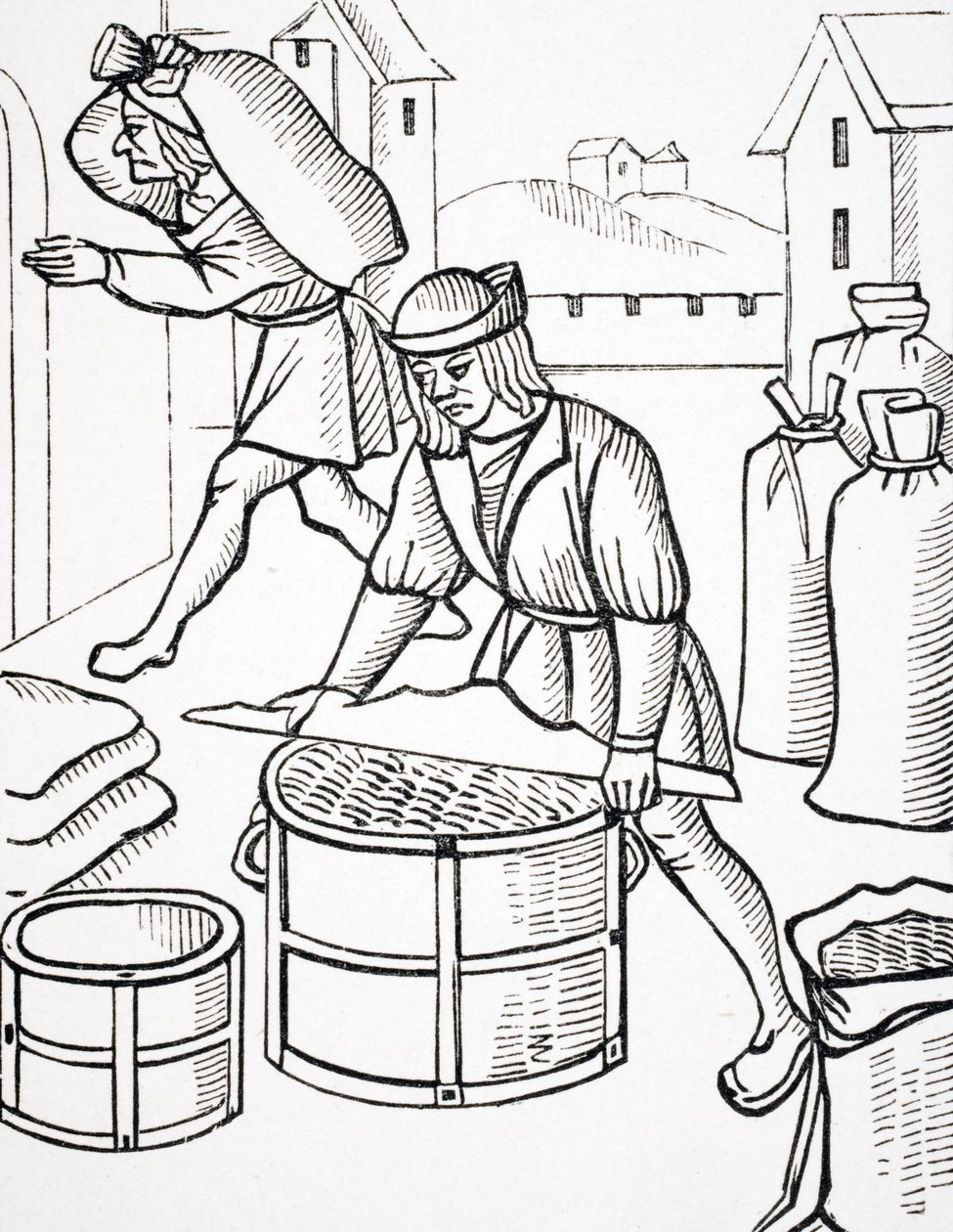 Measurers of Corn in Paris, after a woodcut from 