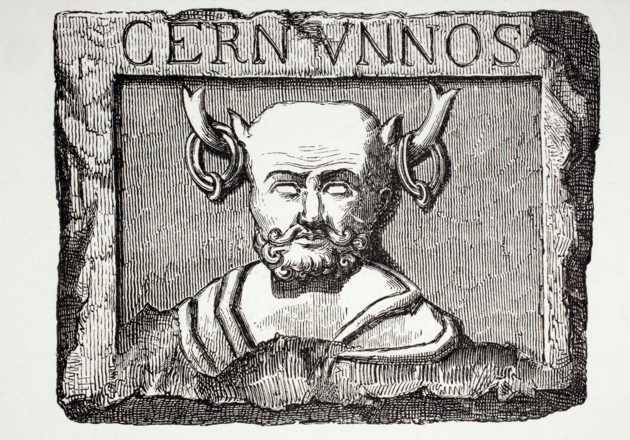 The Celtic God Cernunnos, After a French-Roman Sculpture Discovered in the Foundations of Notre Dame Cathedral, Paris, from 