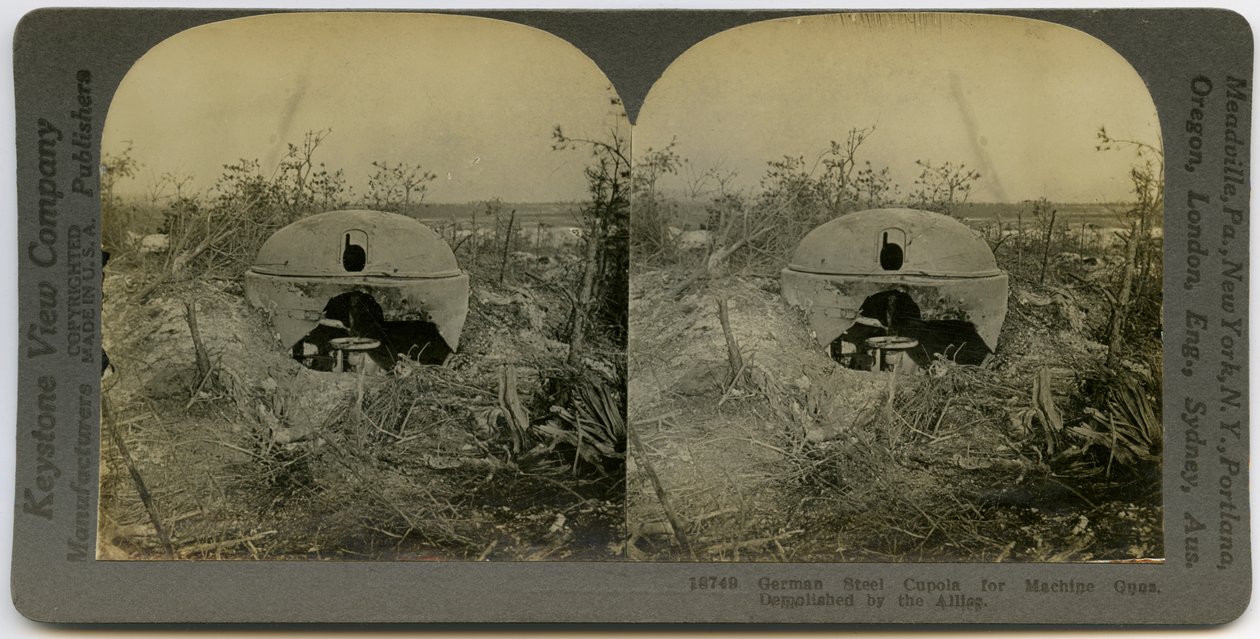 Demolished German Machine Gun Cupola by Keystone View Company