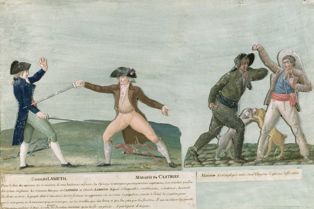 General Charles Lameth (1757-1832) and Charles Eugene de La Croix (1727-1800) Marquis de Castries. Two Citizens with Different Opinions by Lesueur Brothers