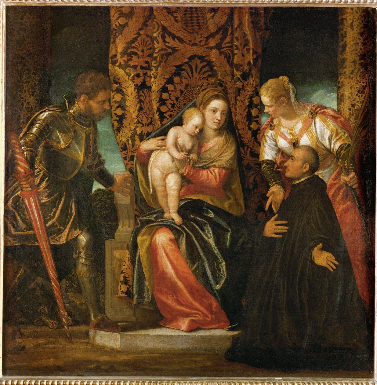 Saint Mary and Jesus between Saint George and Saint Justine with a kneeling Benedictine monk by (1528 88) Veronese