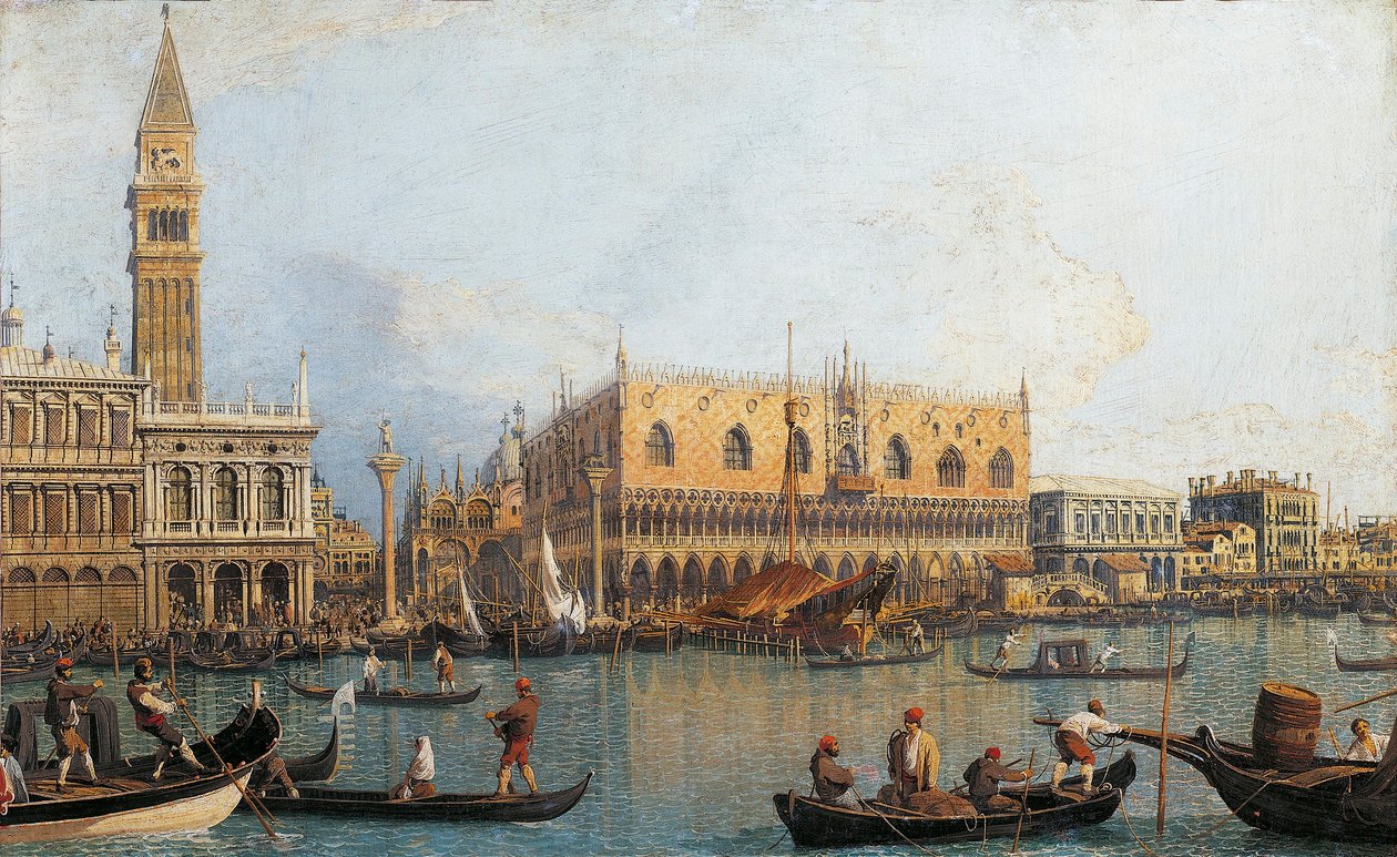 Painted view of Ducal Palace in Venice by (1697 1768) Canaletto