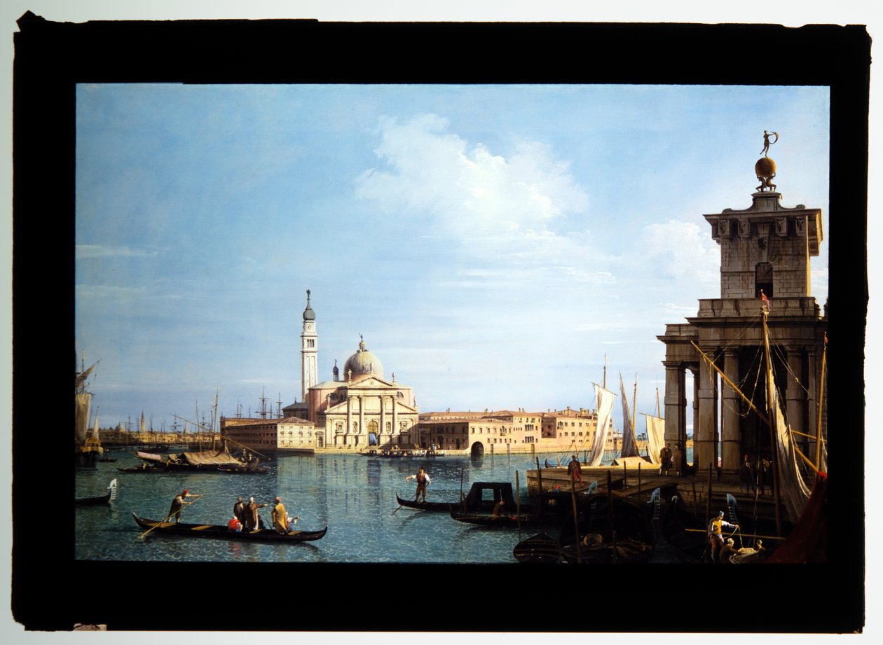The Island of San Giorgio Maggiore, Venice with the Punta della Dogana & numerous vessels by (1697 1768) Canaletto