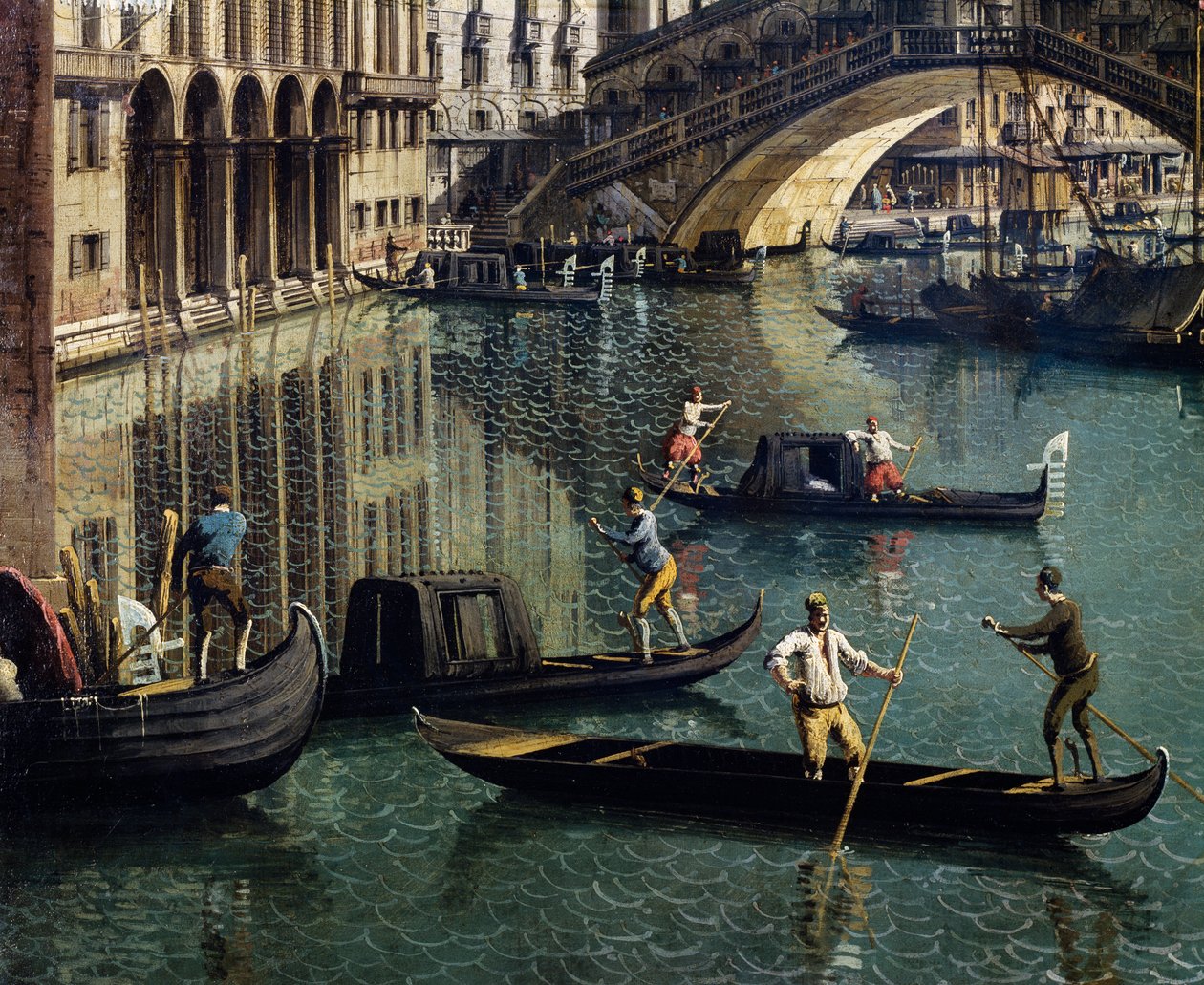 The Rialto Bridge in Venice (detail) by Canaletto