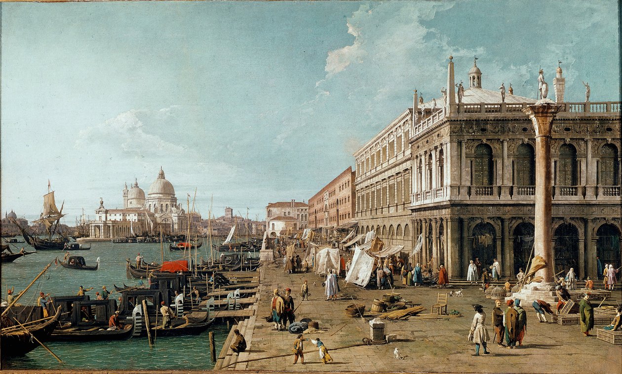 View of the Molo, the Biblioteca Marciana and the Column of St. Theodore, Venice by Canaletto