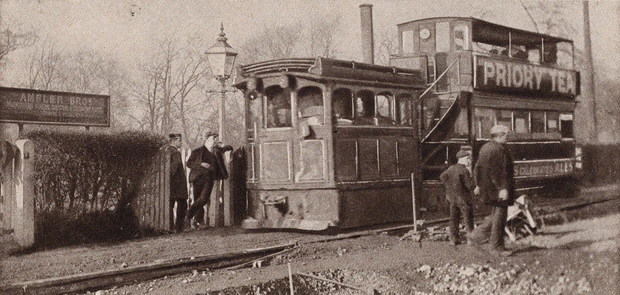 Last of the old steam trams in Birmingham by (after) English photographer