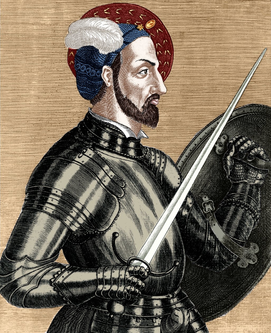 Charles of Bourbon (1490-1527), supreme commander of the French armies, engraving colorized document by (after) French School