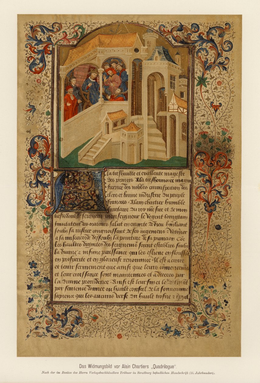 Dedication page of the Quadrilogue Invectif of Alain Chartier by (after) French School