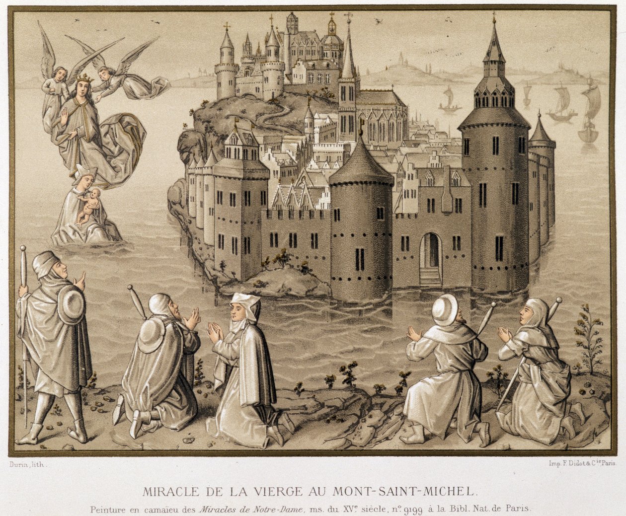 Miracle of the Virgin at Mont-Saint-Michel - Facsimile of a Camaieu Painting of the 