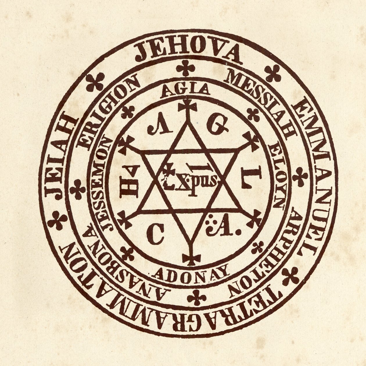 Occult Sciences: Magic Circle. Schema from De Occulta Philosophia by Henry Cornelius Agrippa by (after) Italian School