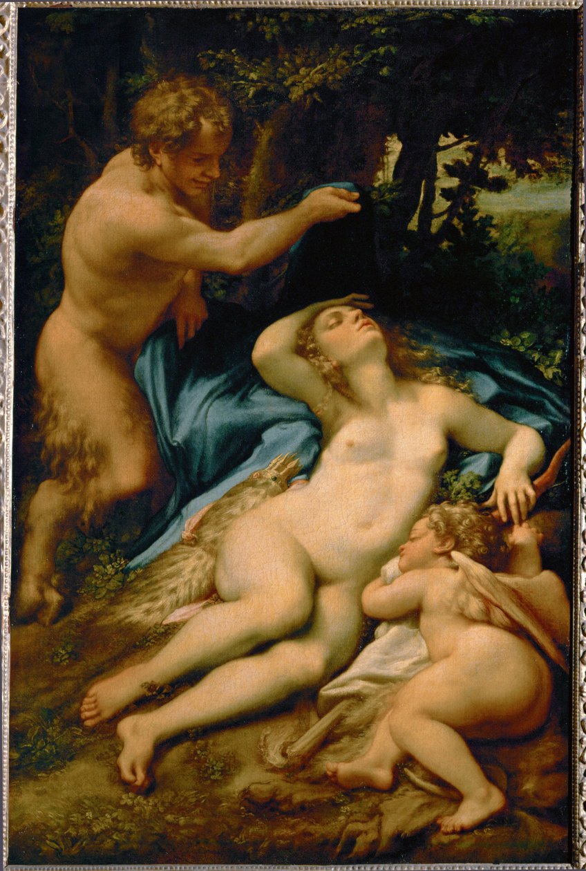 Venus, Sleeping, Observed by a Satyr (The Sleep of Antiope) by (c.1489-1534) Correggio