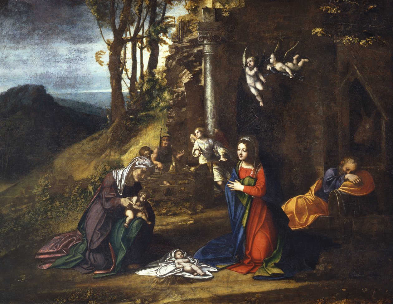 Nativity of Jesus with St. Elisabeth and the young St. John the Baptist by (c.1489 1534) Correggio