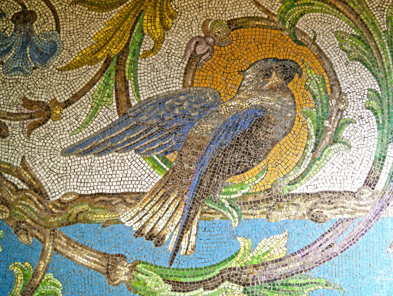 (Detail) Tiled Floor Depicting a Parrot, Sintra, Portugal c.1908 by Unknown