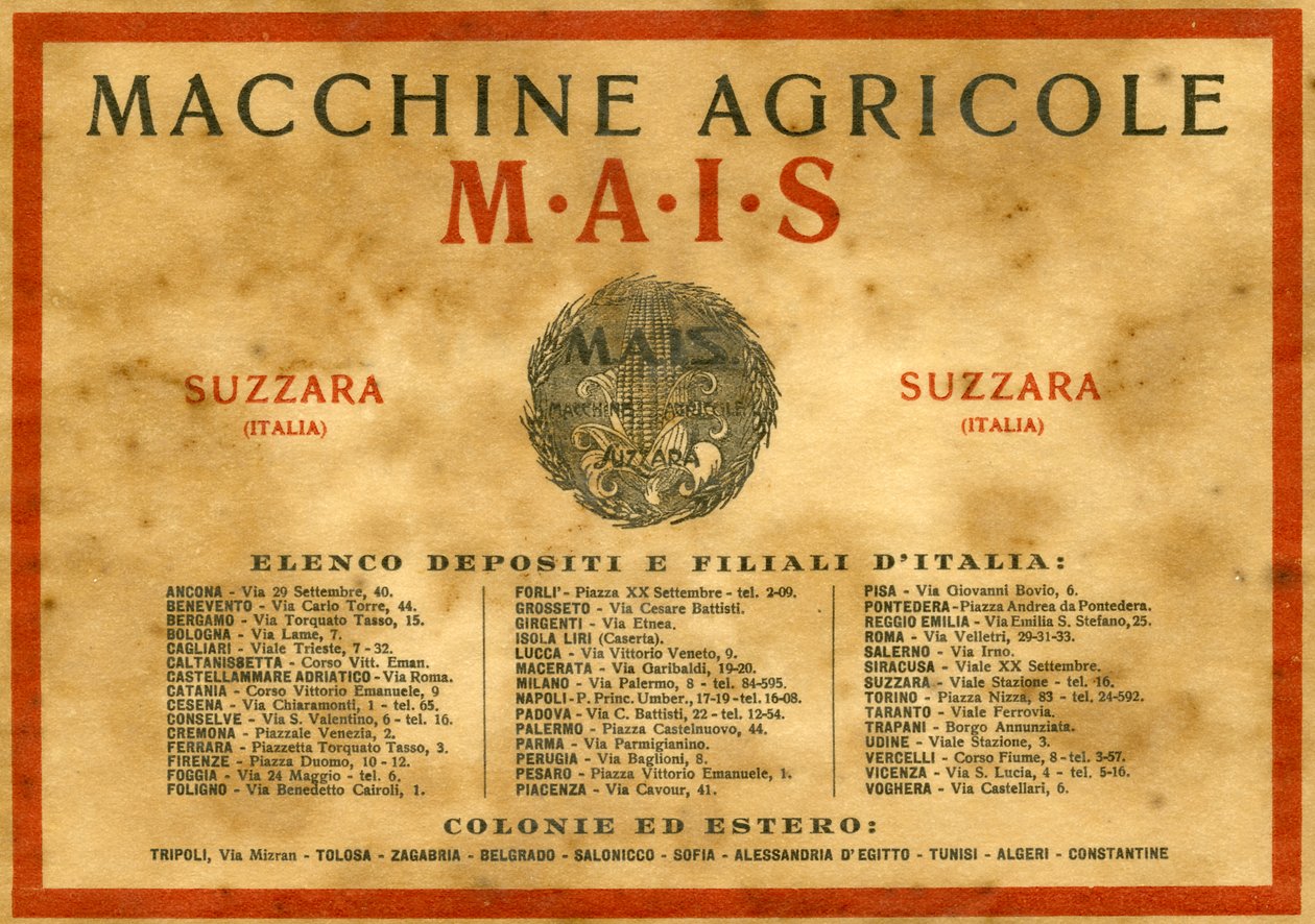 Farm Machinery. Suzzara, 1925 by Unknown