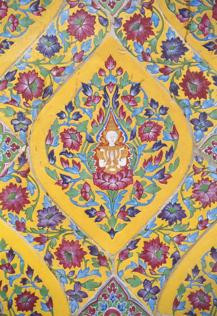 Thailand, Wat Rachabophit, Buddhist Temple, Colorful Tile Detail by Unknown