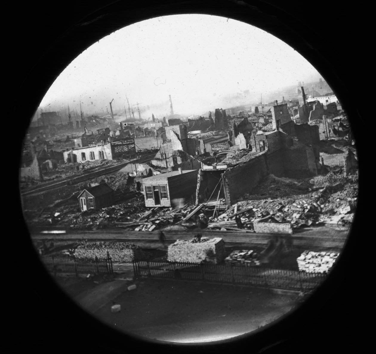Northwest view from the courthouse after the Chicago Fire of 1871 by American Photographer