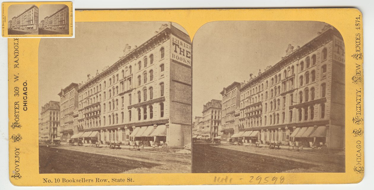 Stereograph of Booksellers Row, Chicago, 1871 by American Photographer