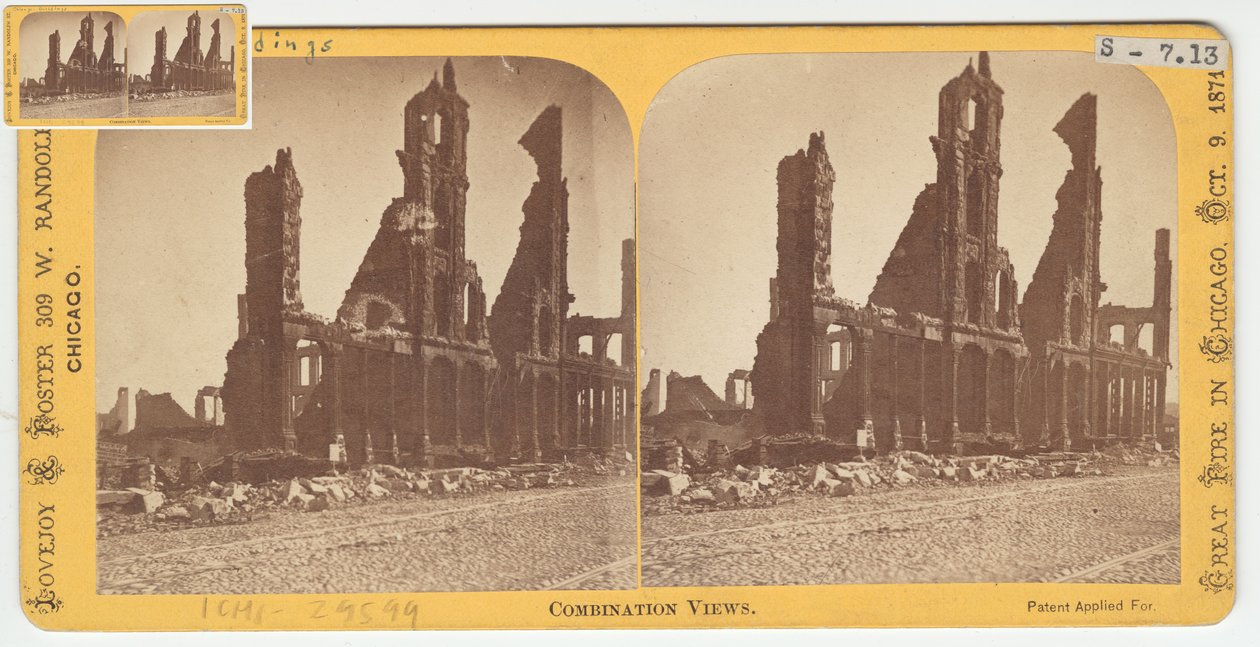Stereograph of Booksellers Row, Chicago, After the Great Fire of 1871, 1871 by American Photographer