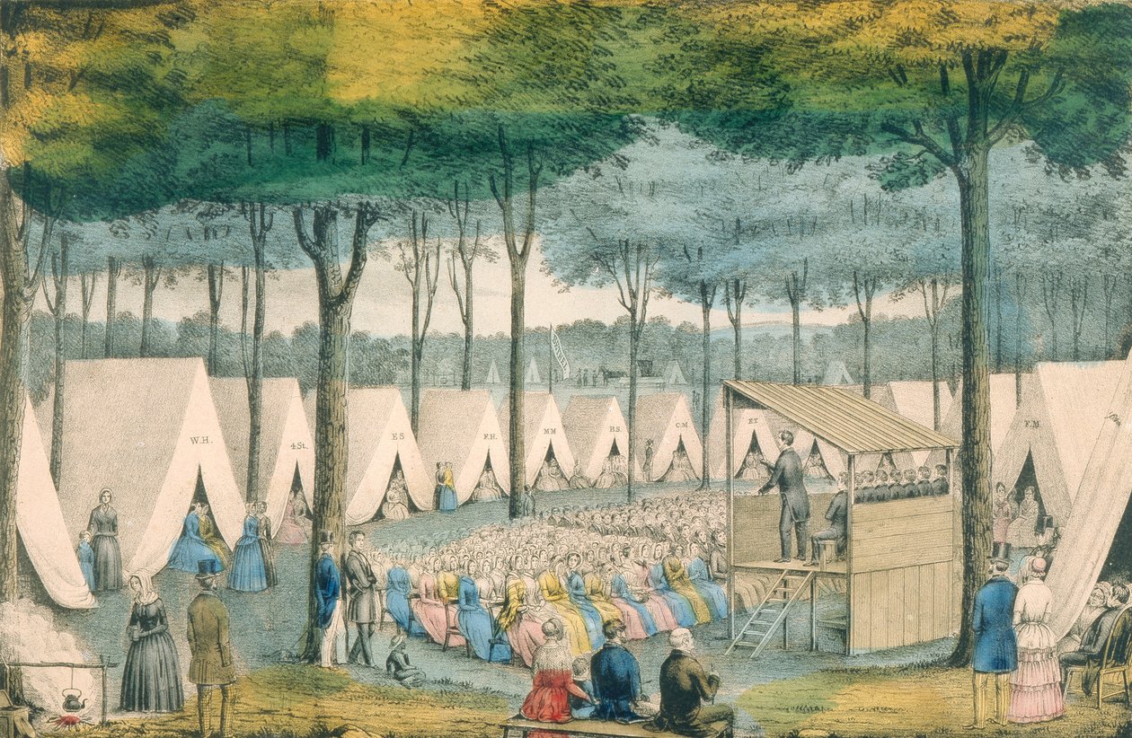 A Religious Camp Meeting by American School