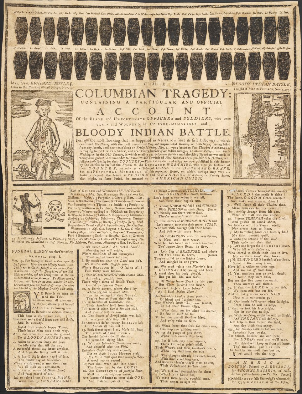Columbian Tragedy, pub. 1791 by American School
