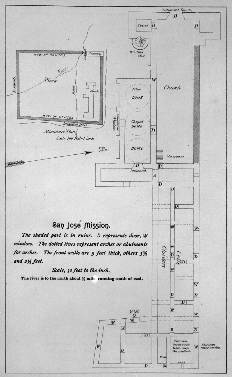 Layout of the San Jose y San Miguel de Aguayo Mission by American School