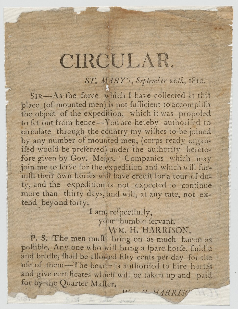 Recruitment Poster for the War of 1812 by American School