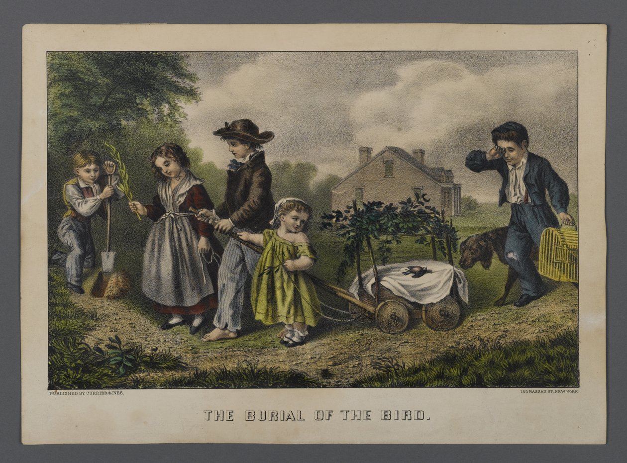 The Burial of the Bird, published by Currier & Ives, New York by American School