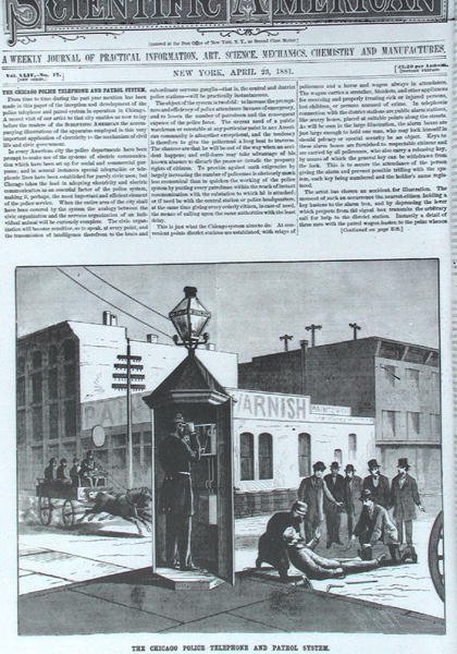 The Chicago Police Telephone and Patrol system, from Scientific American 23rd April 1881 by American School