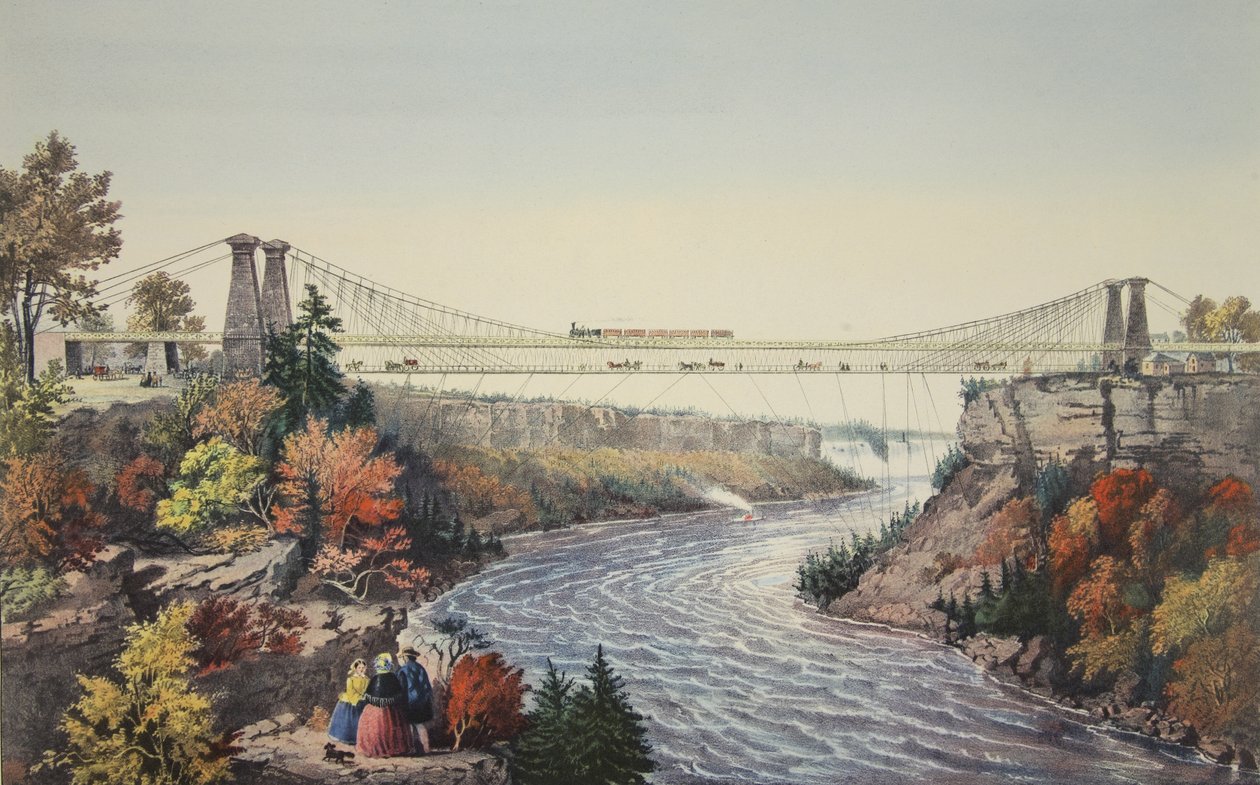 The Rail Road Suspension Bridge, Near Niagara Falls by American School