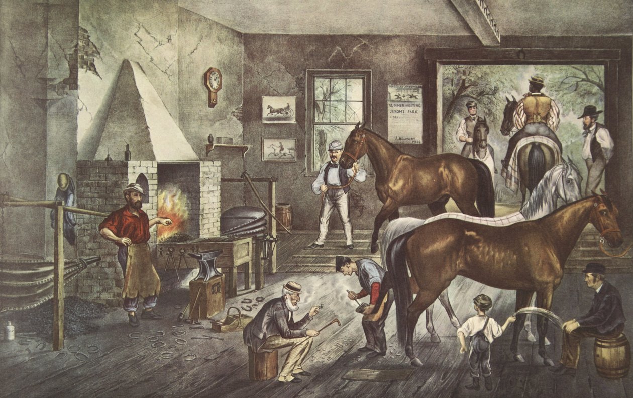 Trotting Cracks at the Forge by American School