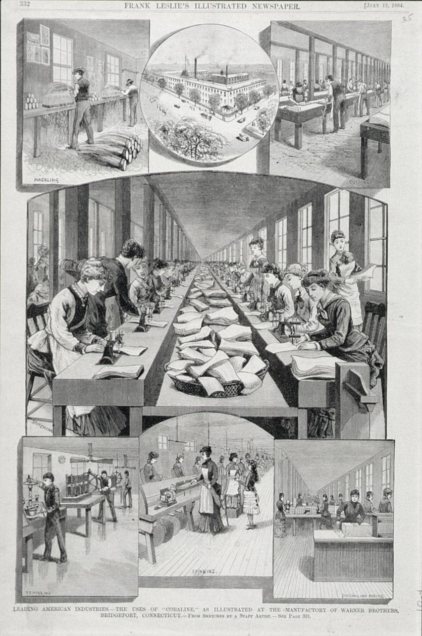 Women making corsets, 1884 by American School