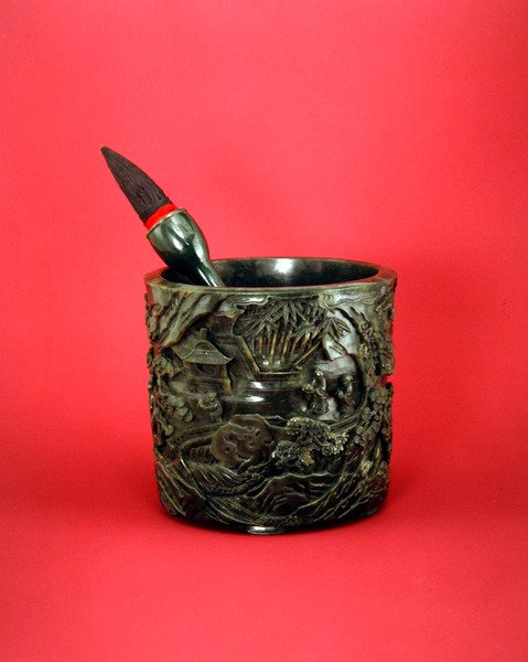 Scholars brush holder and brush, Qianlong Period by Chinese School