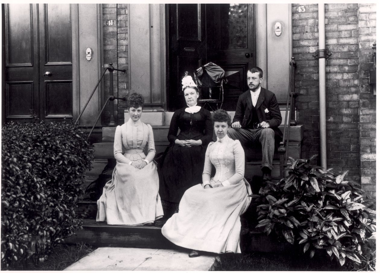 Family Group on the Steps of 43 Reginald Terrace, Leeds, c.1889 by English Photographer